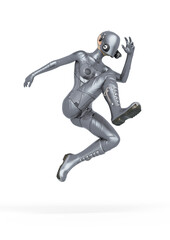 cyber soldier female jumping