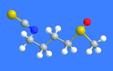 ball and stick chemical compound structure of sulforaphane