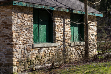 Fototapeta na wymiar Old stone building in Harrison Park in Owen Sound, Ontario, Canada