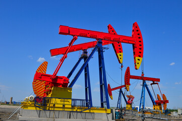 Oil pump working in the outdoor scene