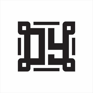 recommend clip art: DY Logo monogram with piece line art design template on white background