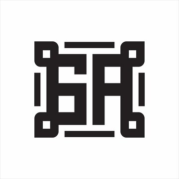recommend clip art: GA Logo monogram with piece line art design template on white background