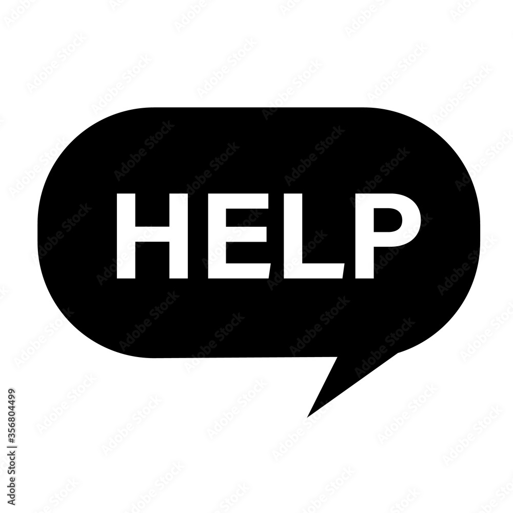 Poster help icon on white background. flat style. faq symbol. help icon in bubble sign.