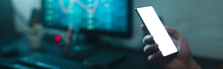 concept - cell phone in hand - home office - easy modification