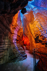 Varone Waterfall Lake Garda,view of the gorge of Varone, Trentino Alto Adige, Italy.