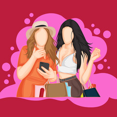 two girls with shopping bags 