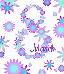 8 March, Women Day vibrant gradient gift card