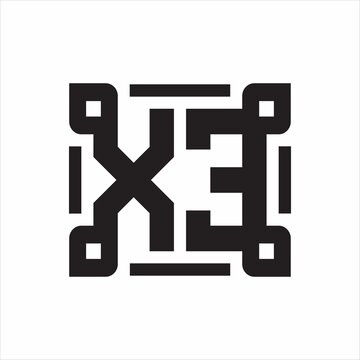 recommend clip art: XE Logo monogram with piece line art design template on white background