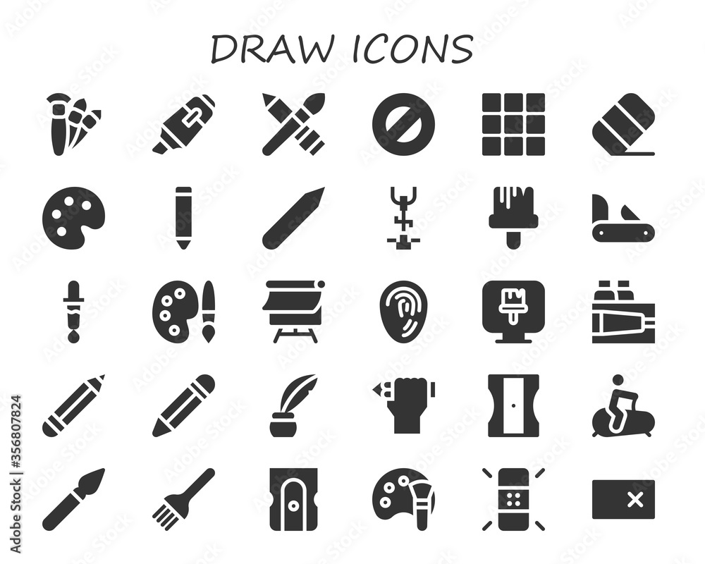 Wall mural draw icon set