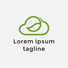 Abstract Leaf Cloud Logo Design Template