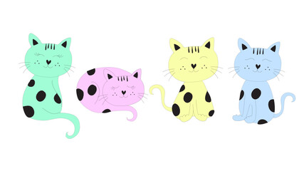 Cute kitty cat isolated vector illustration. Cat lover concept background