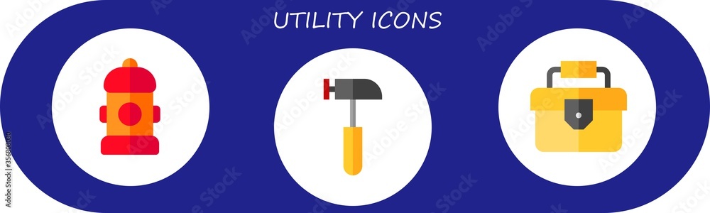 Wall mural utility icon set