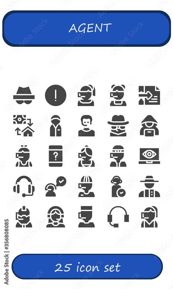 Wall mural modern simple set of agent vector filled icons