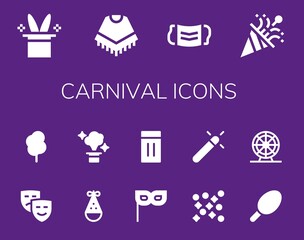 Modern Simple Set of carnival Vector filled Icons