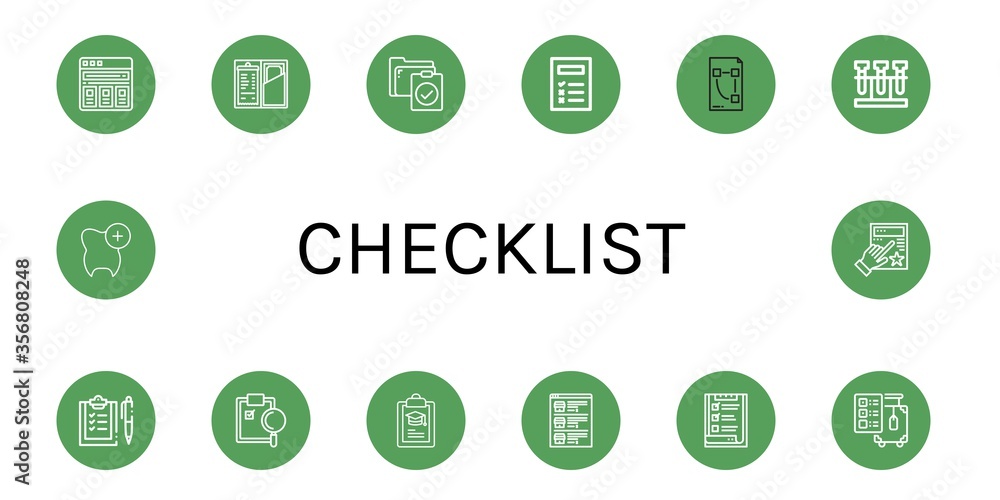 Poster checklist simple icons set