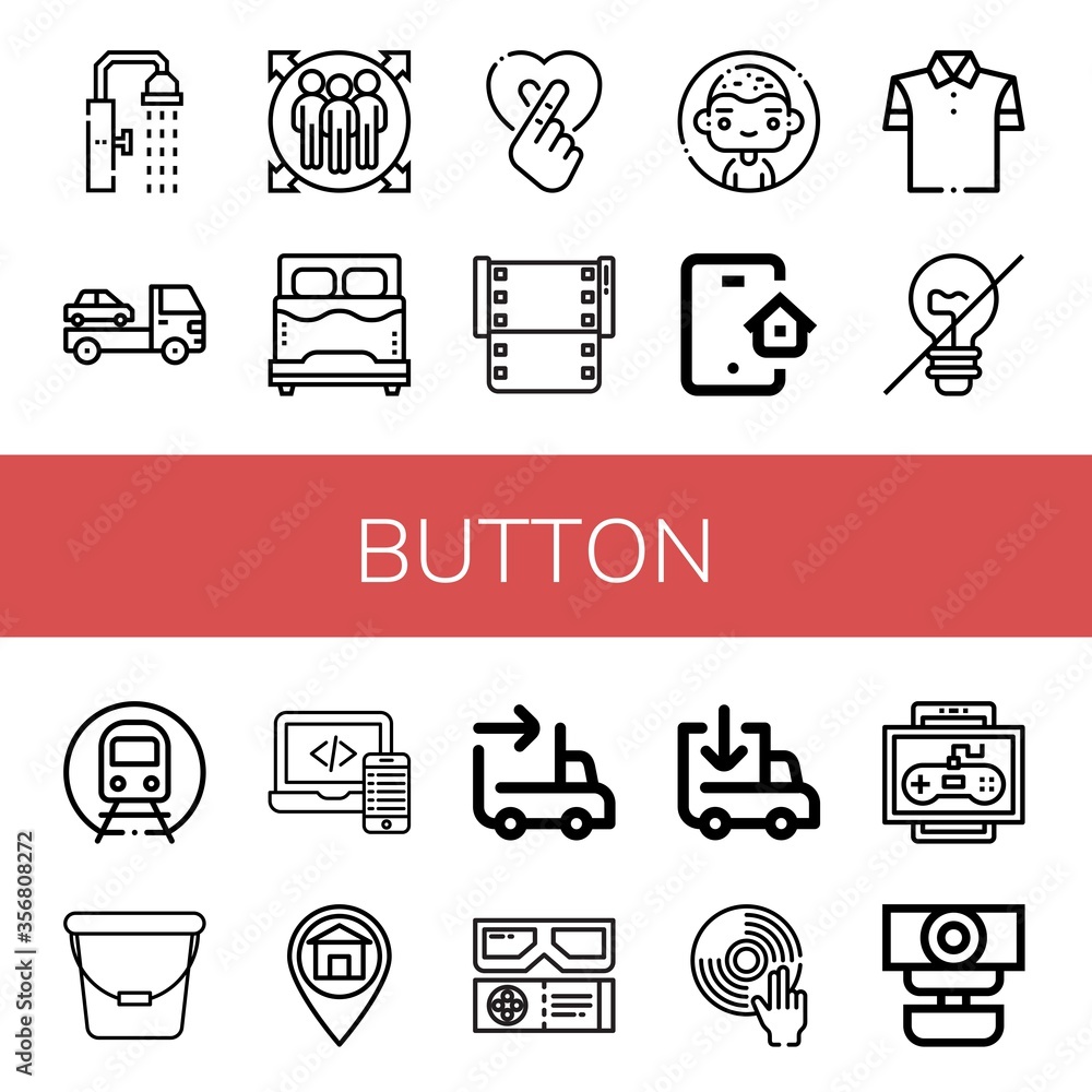 Poster button simple icons set