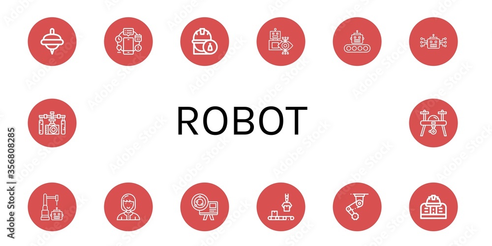 Poster robot simple icons set