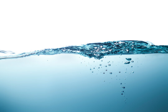 Beautiful water waves splashing water waves in clear blue water, creating beautiful bubbles.
