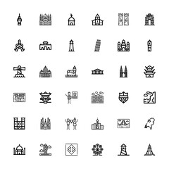 Editable 36 landmark icons for web and mobile