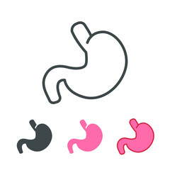 Obraz premium Human organ where food is digested. internal organ symbol in Digestive system anatomy. Inner Body part for medical infographic. Stomach icon. Vector illustration. Design on white background. EPS10