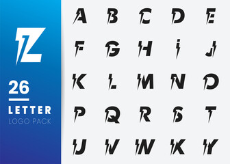 Initial Letter design lightning power symbol energy electricity logo icon bolt isolated on white background. Vector Illustration