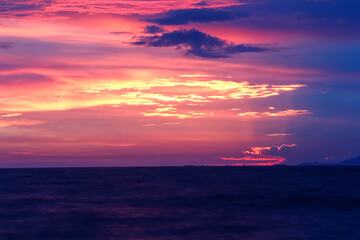 twilight sky during evening sunset over the sea