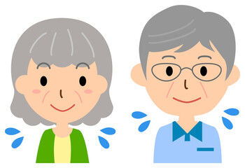 暑さに苦しむ高齢の夫婦