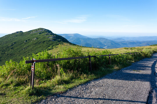 View of the chain of mountains from Kr&aacute;ľova hoľa [mount], Slovakia. August 8 2016.