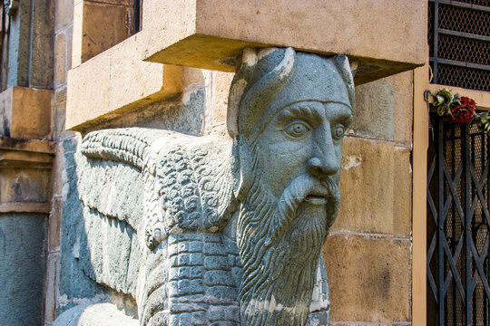 A lamassu statue as a deity at the "Bomanjee Hormusjee Wadia" Clock Tower in south Mumbai India. 
Built in 1882 with money raised by public subscription to honour the work of the philanthropist 