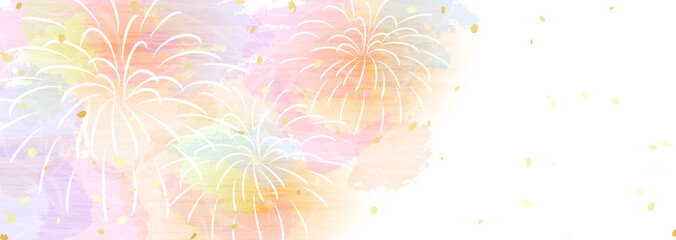 優しい色合いの花火　背景イラスト