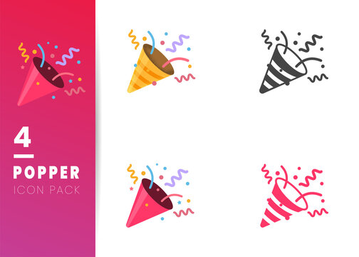 Confetti Party Popper icon vector, logo illustration isolated on white