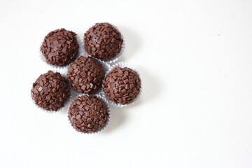 chocolate candies isolated on white