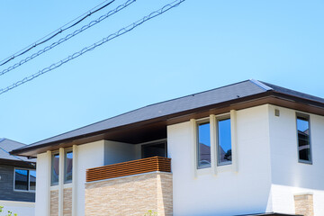 青空とモデルハウス　住宅イメージ　新興住宅地