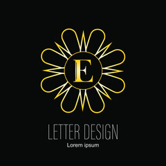 abstract letter E floral logo design