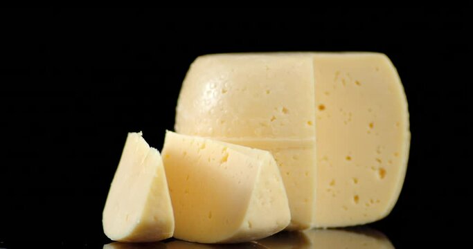 The pieces of cheese on the table slowly rotating.