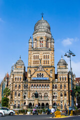 Mumbai India Nov 9th 2019: The Municipal Corporation Building, Mumbai, located in South Mumbai is a Grade IIA heritage building opposite to the Chhatrapati Shivaji Terminus, one of list of heritage. - obrazy, fototapety, plakaty