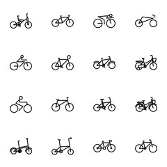 Bicycle, bike icon set. Simple cycle, bike outline icon sign concept. vector illustration. 