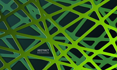 abstract 3d background dark green paper cut web style.