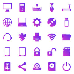 Computer gradient icons on white background