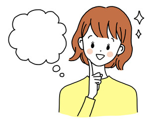 頬を赤くして目をわくわくする女性 吹き出し