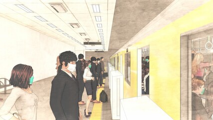 電車 ホーム ドア開く 人有り イラスト75 Wall Mural 啓文 佐々木 電車 ホーム ドア開く 人有り イラスト75 Wall Mural 啓文 佐々木