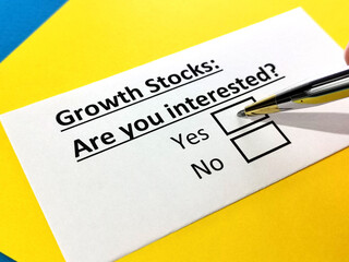 Obraz premium Questionnaire about stock investment