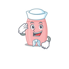 Smiley sailor cartoon character of baby cream wearing white hat and tie
