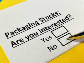 Obraz premium Questionnaire about stock investment