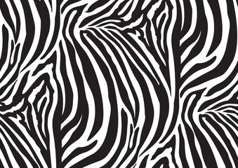 Zebra seamless pattern in abstract style on black background. Vector illustration. Camouflage.