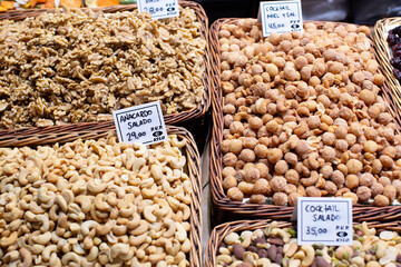Baskets of nuts for sale