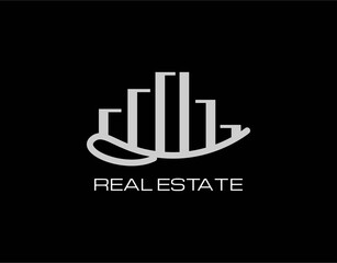 Logo of Real Estate, Building and Apartment with Luxury and Modern Concept. In Trendy Flat Style Isolated on Black Background. Suitable for Property, Real Estate Company and Corporate