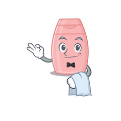 A cartoon picture of baby cream waiter with a white napkin