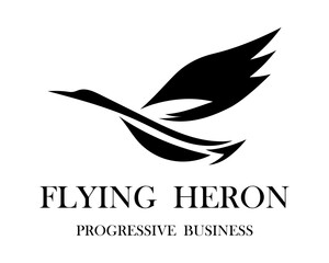 The abstract vector image of a flying heron is suitable for making logos or decorations.