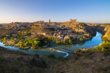 Beautiful sunset in Toledo city from Mirador del Valle viewpoint - Toledo, Spain